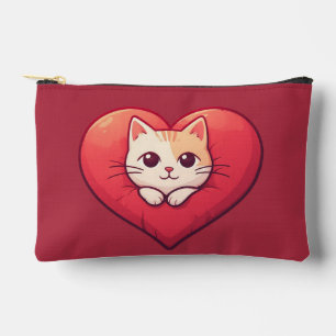 Bolsito Accesorio Pequeño Gato Blanco Adorable con Corazón Diseño de Amor Ga
