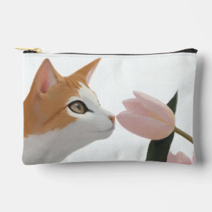Bolsito Accesorio Pequeño Gato Curioso Floral de Primavera