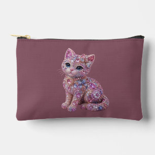 Bolsito Accesorio Pequeño Gato de Noche de Terciopelo Estampa Estética