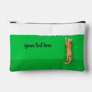 Bolsito Accesorio Pequeño Gato de tabby rojo rompe papel sirviendo bandeja