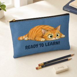Bolsito Accesorio Pequeño Gato Naranja Divertido Listo para Aprender Lápiz A
