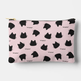 Bolsito Accesorio Pequeño Gato Negro Adorable Patrón Rosa Meow Gatito