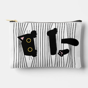 Bolsito Accesorio Pequeño Gato Negro Oculto Divertido Minimalista Amor Anima