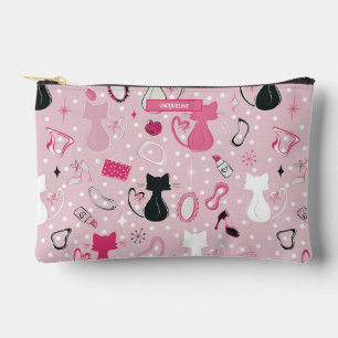 Bolsito Accesorio Pequeño Gatos De Corazón Rosa De Mediano Siglo