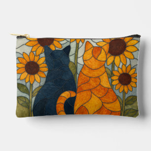 Bolsito Accesorio Pequeño Gatos de Vidrio Emplomado y Diseño de Arte de Gira