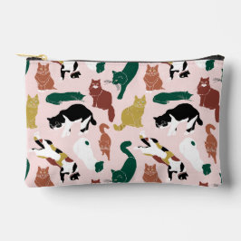 Bolsito Accesorio Pequeño Gatos dibujados a mano con encanto en un fondo ros