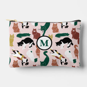 Bolsito Accesorio Pequeño Gatos dibujados a mano con encanto en un fondo ros