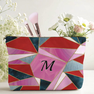 Bolsito Accesorio Pequeño geométrico abstracto de color gris rosado de moda