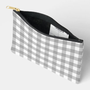 Bolsito Accesorio Pequeño Gingham Gris Y Blanca