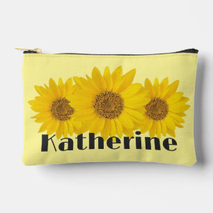 Bolsito Accesorio Pequeño Girasoles Amarillos Nombre Personalizado