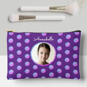 Bolsito Accesorio Pequeño Girly Divertido Purpurina Púrpura Y Rosa Polka Dot