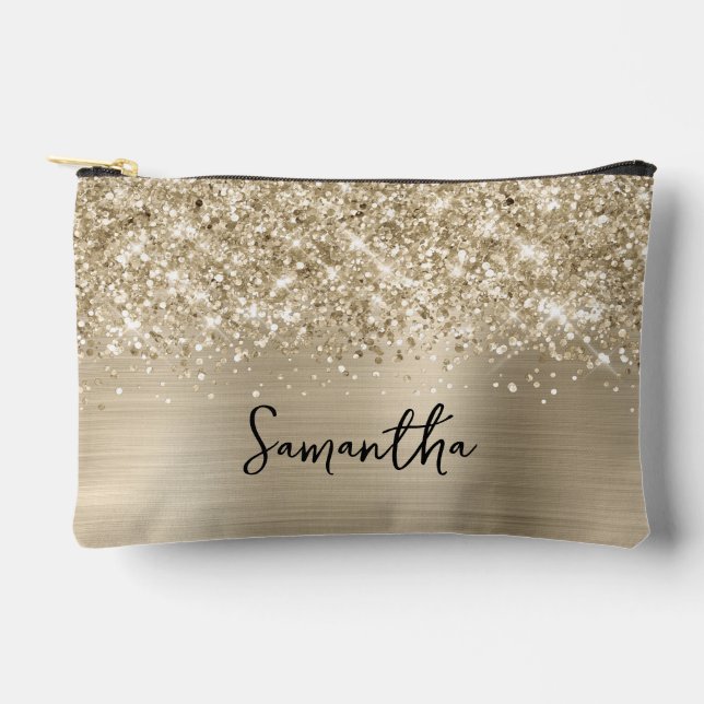 Bolsito Accesorio Pequeño Glittery Pale Gold Glam Name (Anverso)