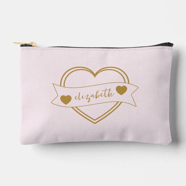 Bolsito Accesorio Pequeño Gold Forever Hearts Bridal Shower (Anverso)