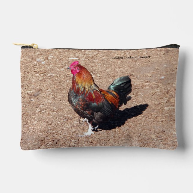 Bolsito Accesorio Pequeño Golden Cockerel Rooster zipper bag (Anverso)