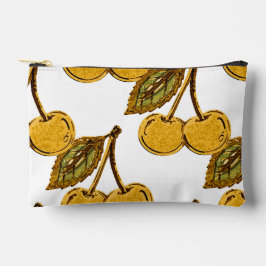 Bolsito Accesorio Pequeño Golden Metallic Cherries Pattern