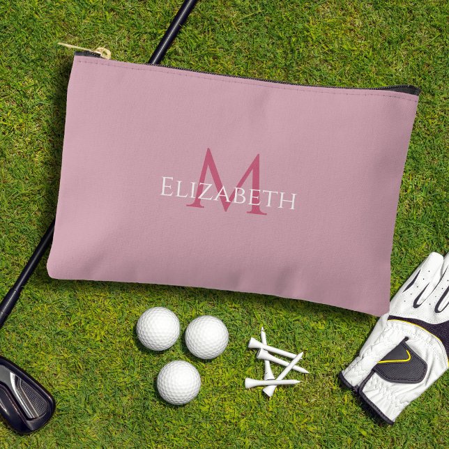 Bolsito Accesorio Pequeño Golf Tee Golfer Pink Monogram Modern Accessory  (Golf Tee Golfer Pink Monogram Modern Accessory Accessory Pouch)