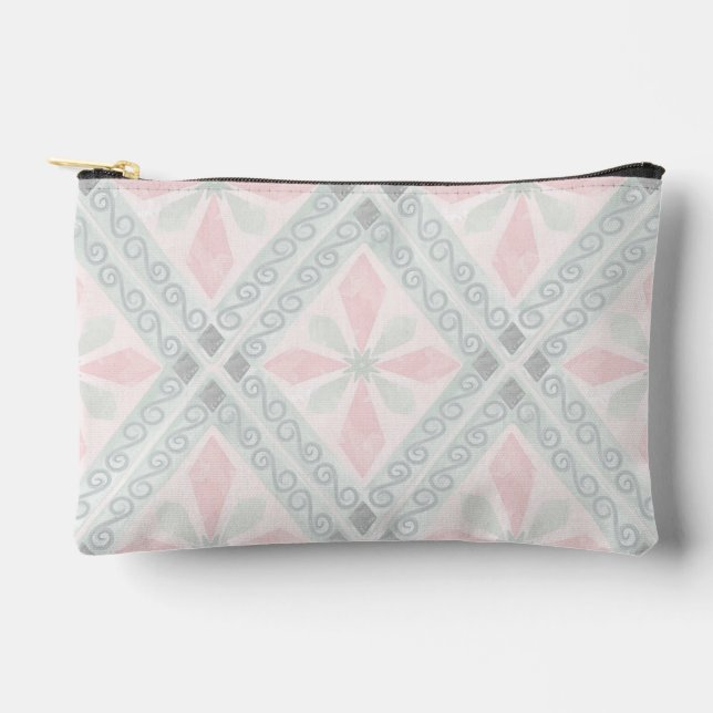 Bolsito Accesorio Pequeño Green and pink pastel diamond pattern (Anverso)