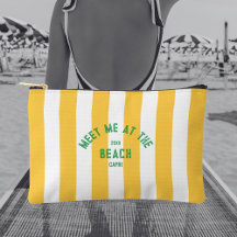 Green Meet Me At Beach Yellow Cabana Stripe