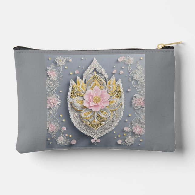 Bolsito Accesorio Pequeño Grey and yellow floral patterns (Reverso )