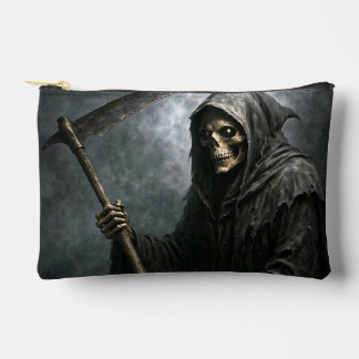 Bolsito Accesorio Pequeño Grim Reaper Zippered Bag with Graveyard Design