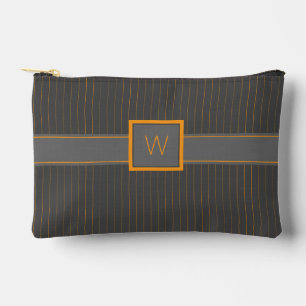 Bolsito Accesorio Pequeño Gris con rayas naranjas