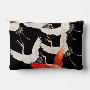 Bolsito Accesorio Pequeño Grullas voladoras: Arte japonés de kimono con aves