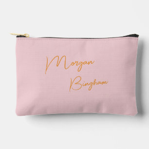 Bolsito Accesorio Pequeño Guion de monograma minimalista rosa