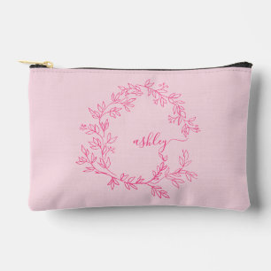 Bolsito Accesorio Pequeño Guión del Chica del nombre del monograma rosa cali