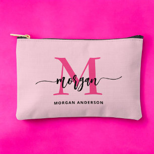 Bolsito Accesorio Pequeño Guión del Chica del nombre del monograma rosa cali