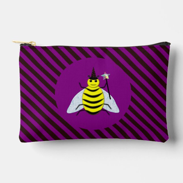 Bolsito Accesorio Pequeño Halloween Magic Bee Wizard Purple and Black Stripe (Anverso)