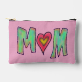 Bolsito Accesorio Pequeño Hand Drawn MOM Pink Red Two Sided
