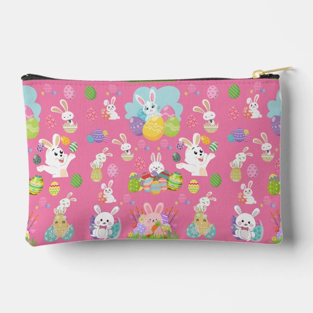 Bolsito Accesorio Pequeño Happy Easter day- Pattern Funny Bunny And Eggs     (Reverso )