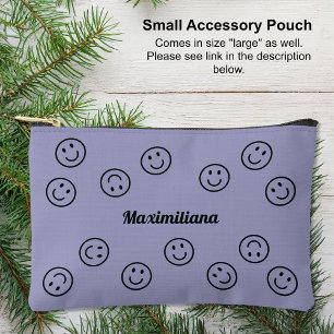 Bolsito Accesorio Pequeño Happy Faces Black on Purple-SMALL Accesory Pouch