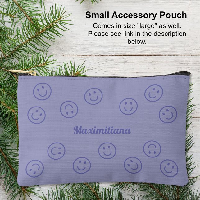 Bolsito Accesorio Pequeño Happy Faces Purple on Purple-SMALL Accesory Pouch (Small Accessory Pouch - Happy Faces Purple on Purple by Leapfroglisics Shop)