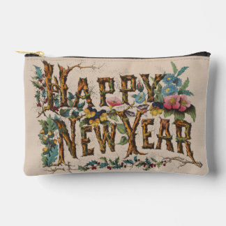 Bolsito Accesorio Pequeño  Happy New Year, Vintage Currier & Ives Print