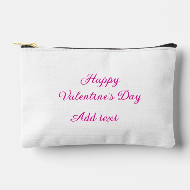 Bolsito Accesorio Pequeño Happy Valentine's day pink text name message (Anverso)