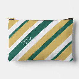 Bolsito Accesorio Pequeño Harmony Stripes Lines Green Gold White (d)