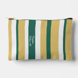 Bolsito Accesorio Pequeño Harmony Stripes Lines Green Gold White (v)