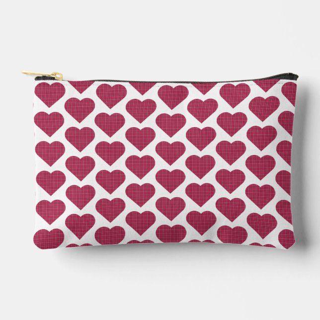 Bolsito Accesorio Pequeño Heart Shaped Plaid Red Pink (Anverso)