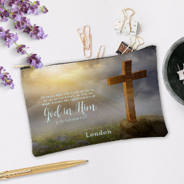 Bolsito Accesorio Pequeño Hermosa cruz de madera verso biblia personalizado