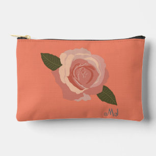 Bolsito Accesorio Pequeño Hermosa Rosa Rosa+Iniciales Moderno Estilo Melocot