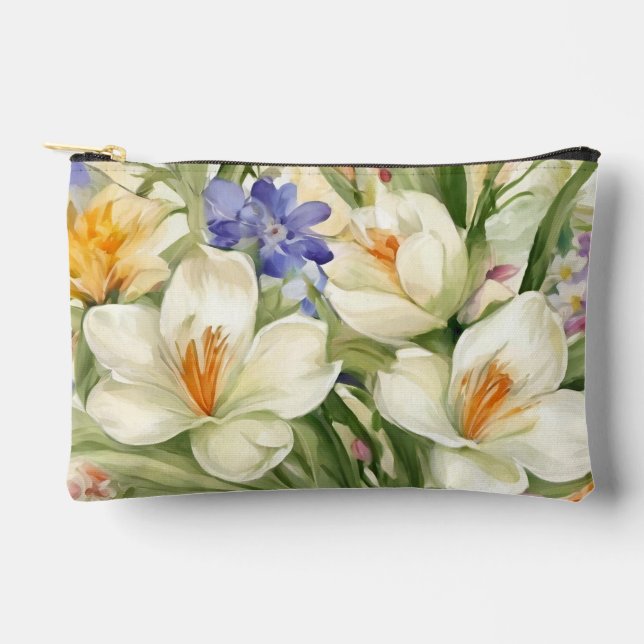 Bolsito Accesorio Pequeño Hermosas cruces blancas, С flores de primavera col (Anverso)