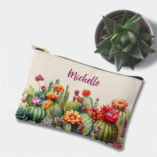 Bolsito Accesorio Pequeño Hermoso Cacti Floriente Con Nombre Pequeño