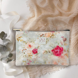 Bolsito Accesorio Pequeño Hermoso Monograma Floral Vintage