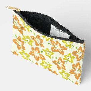 Bolsito Accesorio Pequeño Hibiscus amarillo, Hibiscus Naranja, patrón floral