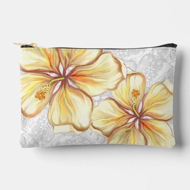 Bolsito Accesorio Pequeño Hibiscus & lace YELLOW (Anverso)