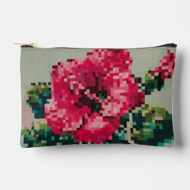 Bolsito Accesorio Pequeño Hibiscus Pixel Art Floral Pastel