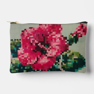 Bolsito Accesorio Pequeño Hibiscus Soft Pastel Floral Pixel Art