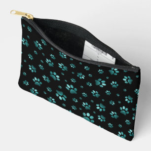 Bolsito Accesorio Pequeño Huella de patas brillo cian purpurina,