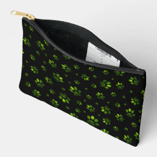Bolsito Accesorio Pequeño Huella de patas brillo verde oscuro,